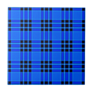 Plaid Royal Blue Black Checks Pattern-57688 Ceramic Tile