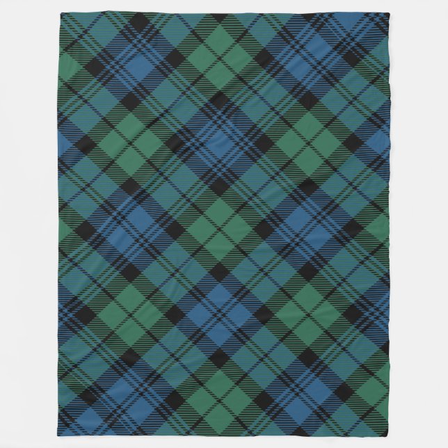 Plaid Rustic Blue Green Campbell Tartan Fleece Blanket (Front)