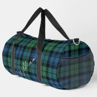 Plaid Rustic Campbell Green Blue Monogram Tartan