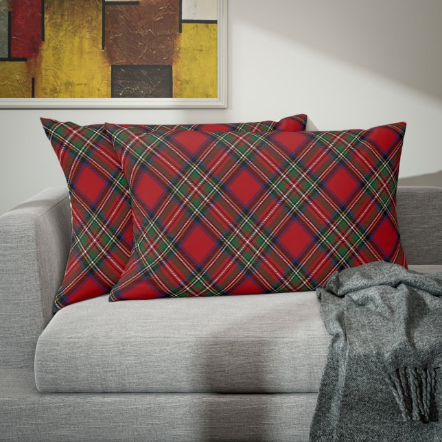 Plaid Rustic Elegant Clan Stewart Tartan Decorative Cushion (Tartan Plaid Clan Stewart Accent Pillow)