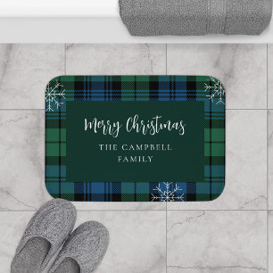 Plaid Rustic Elegant Script Campbell Tartan Bath Mat