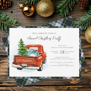 Plaid Rustic Gordon Tartan Christmas Holiday Party Invitation