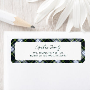 Plaid Rustic Gordon Tartan Script Return Address Return Address Label