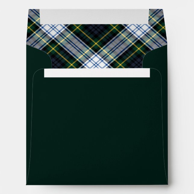 Plaid Rustic Green Clan Gordon Tartan Envelope (Back (Bottom))