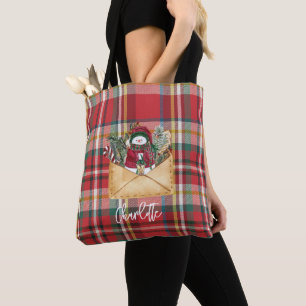 Plaid Rustic Holidays Personalised Cute Tote Bag
