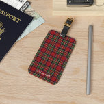 Plaid Rustic Red and Green Stewart Tartan Luggage Tag<br><div class="desc">A stylish and practical accessory designed for the modern traveller. This tag seamlessly blends fashion and function, making it the perfect travel companion for those who appreciate both aesthetics and utility. The distinctive plaid pattern not only adds a touch of timeless sophistication to your luggage but also ensures easy identification...</div>