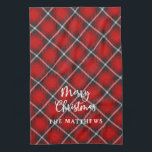 Plaid Rustic Red Black Merry Christmas Tea Towel<br><div class="desc">A rustic red and black plaid kitchen towel with the words, "Merry Christmas" and personalised with your name underneath. Simple country style for your home that is perfect for the Christmas holiday season. Mix and match with other coordinating Christmas pillows at www.zazzle.com/blackberryBoulevard. Design questions will be answered by emailing customercare@blackberryboulevard.com...</div>