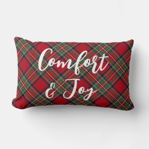 Plaid Rustic Red Christmas Holidays Stewart Tartan Lumbar Cushion