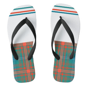 Plaid Rustic Tartan Orange Check Dad Vacation Thongs