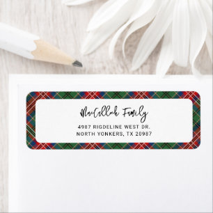 Plaid Rustic Tartan Red Return Address Label