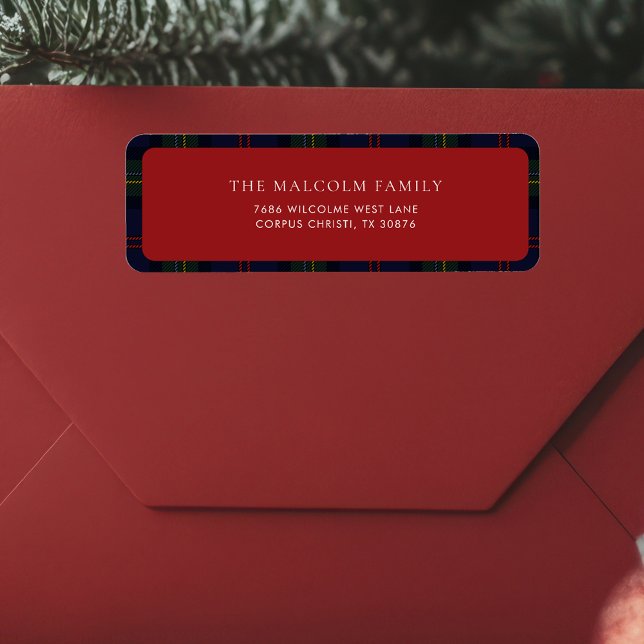 Plaid Rustic Tartan Return Address Label (Elegant Rustic Plaid Malcolm Tartan Return Address Label)