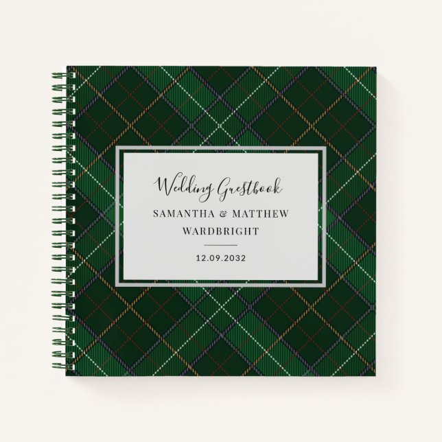 Plaid Rustic Tartan Wedding Guest Book (Front)