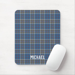 Plaid Rustic Thompson Blue Grey Check Tartan Mouse Pad