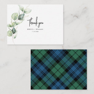Plaid Rustic Wedding Tartan Eucalyptus Thank You Card