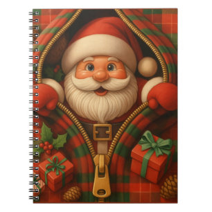 Plaid Santa Claus Christmas Design Notebook