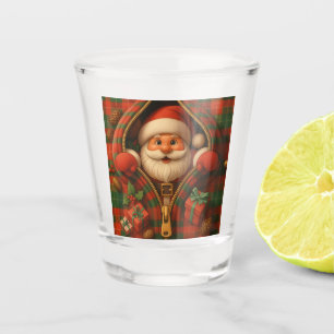 Plaid Santa Claus Christmas Design Shot Glass