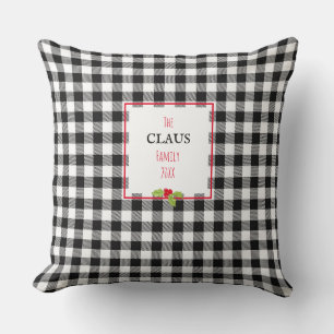 Plaid Santa Claus Holly Christmas Family Festive Cushion