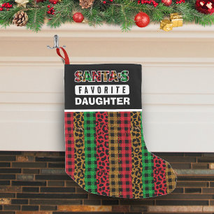 Plaid Santa's Favourite Daughter Funny Christmas Small Christmas Stocking
