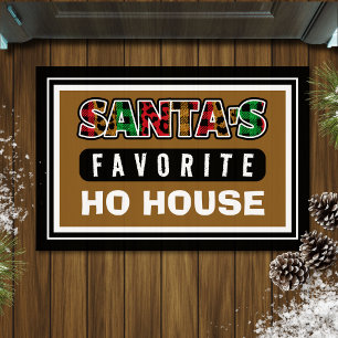 Plaid Santa's Favourite Ho House Funny Christmas Doormat