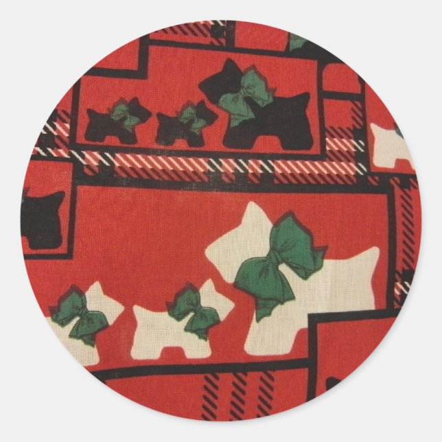 Plaid Scotties & Westies Classic Round Sticker (Front)