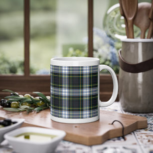 Plaid Scottish Clan Gordon Green White Check Coffee Mug