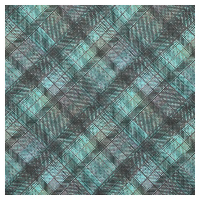 Plaid Scottish tartan blue black classic retro Fabric (Swatch)