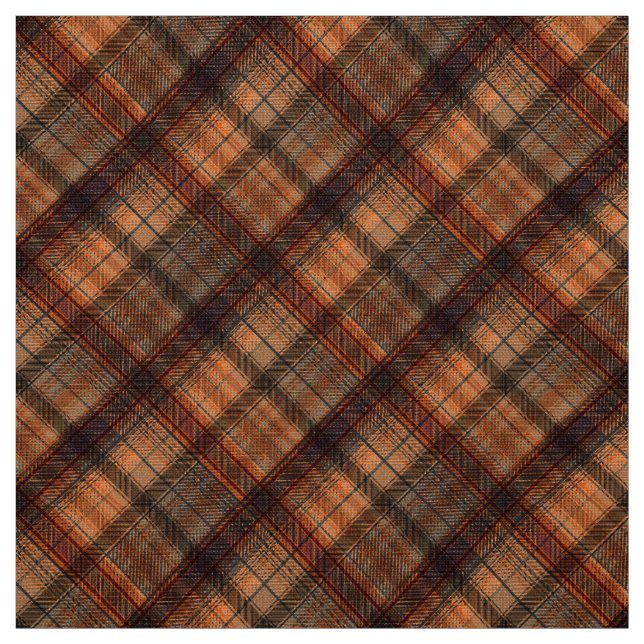 Plaid Scottish tartan brown orange black classic Fabric (Swatch)