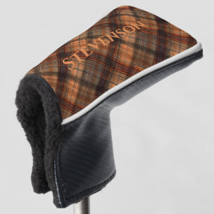 Plaid Scottish tartan brown orange black classic Golf Head Cover