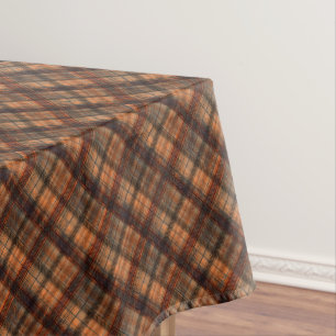 Plaid Scottish tartan brown orange black classic Tablecloth