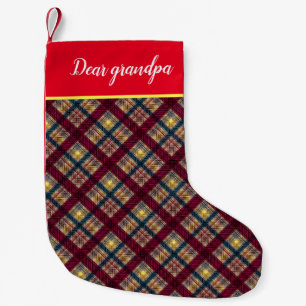 Plaid Scottish tartan crimson yellow blue classic Small Christmas Stocking