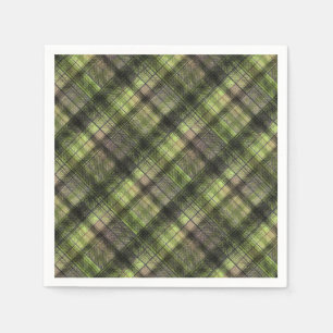 Plaid Scottish tartan green black classic Napkin