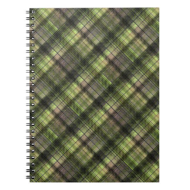 Plaid Scottish tartan green black classic Notebook (Front)