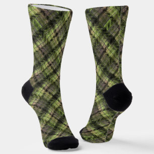 Plaid Scottish tartan green black classic Socks