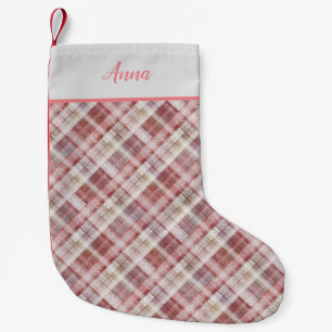 Plaid Scottish tartan pink classic Small Christmas Stocking