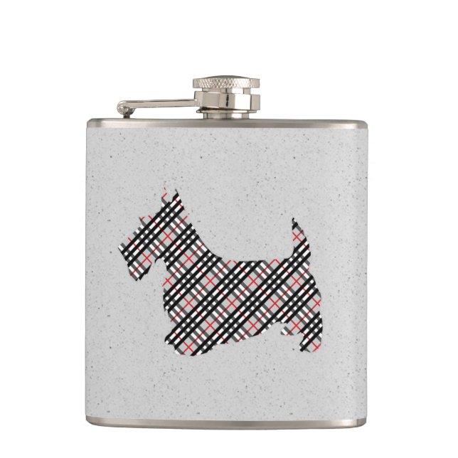 Plaid Scottish Terrier Scotty Dog Hip Flask (Front)
