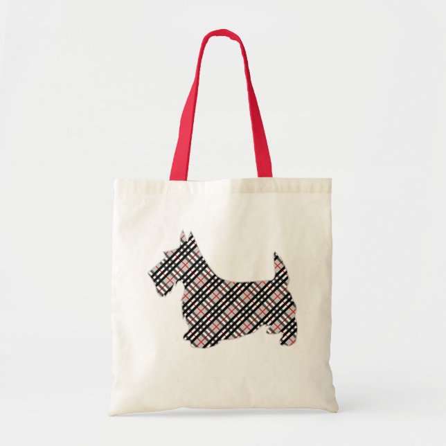 Plaid Scottish Terrier Scotty Dog Tote Bag (Front)