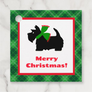 Plaid Scotty Dog Merry Christmas Gift Ideas Favour Tags