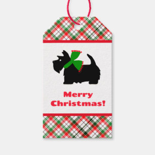 Plaid Scotty Dog Merry Christmas Gift Ideas Tags