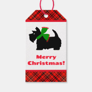 Plaid Scotty Dog Merry Christmas Gift Ideas Tags