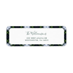 Plaid Script Christmas Holiday Return Address Label