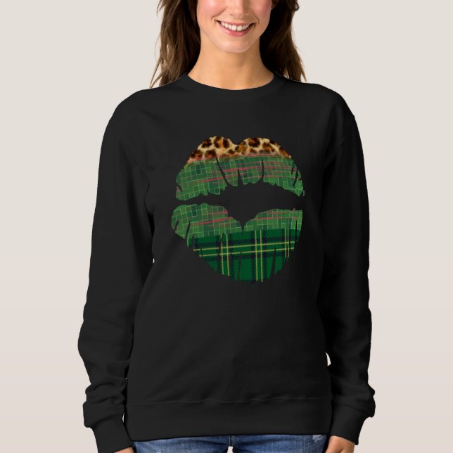 Plaid Shamrock Kiss Me For Luck St Patrick's Day Sweatshirt (Front)