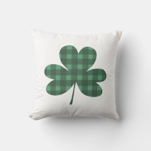 Plaid Shamrock St Patricks Day Cushion