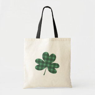 Plaid Shamrock St Patricks Day Tote Bag