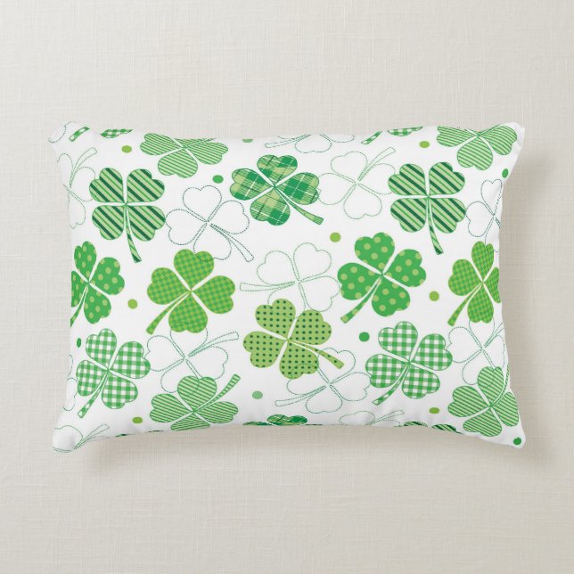 Plaid Shamrocks Decorative Cushion (Front)