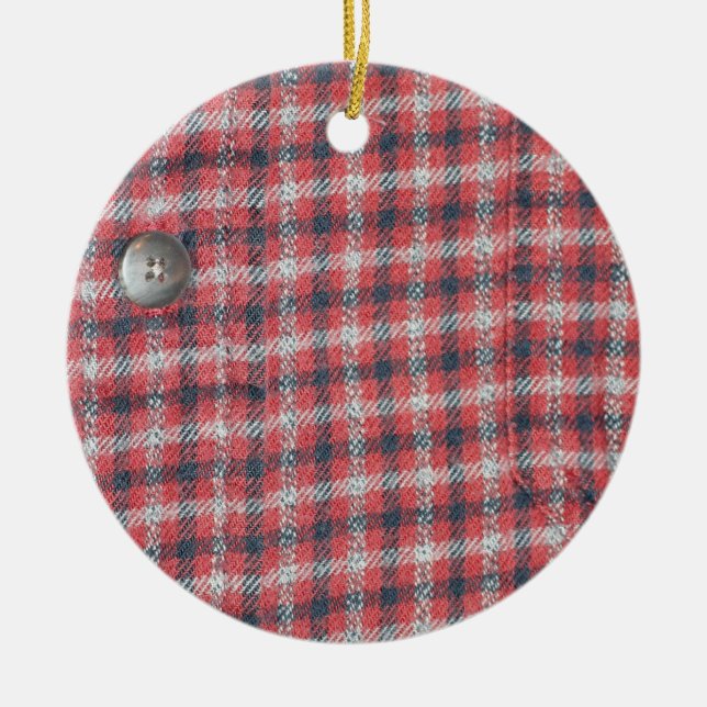 Plaid Shirt Ceramic Tree Decoration (Front)