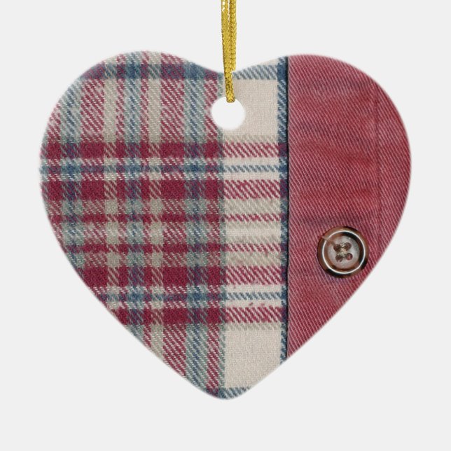 Plaid Shirt Ceramic Tree Decoration (Front)