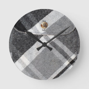 Plaid Shirt / Flannel Shirt pattern Round Clock