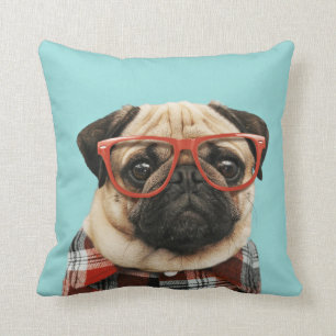 Plaid Shirt Pug Cushion