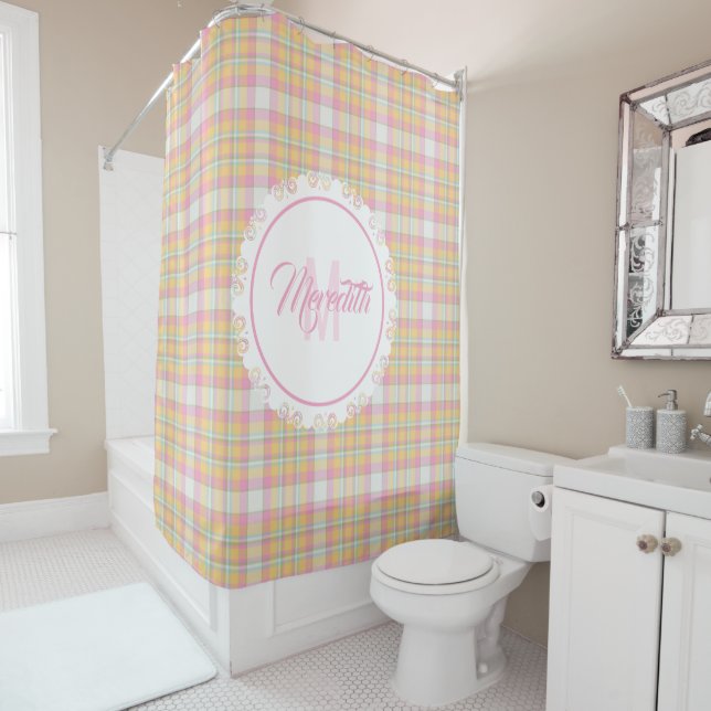 Plaid Shower Curtain - Spring Colours {S2D1} (In Situ)