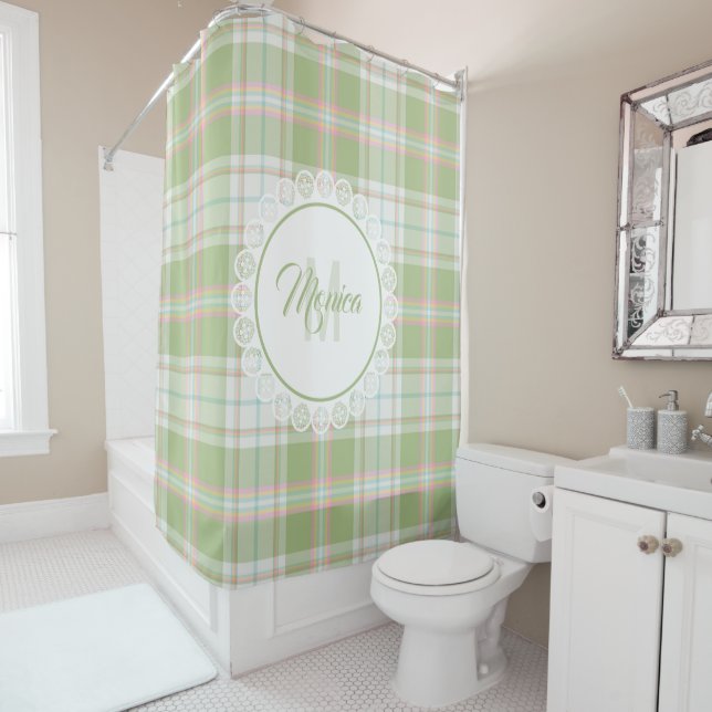 Plaid Shower Curtain - Spring Colours {S2D11} (In Situ)